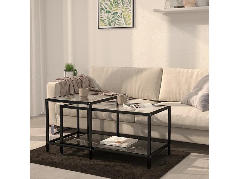 Tables basses 2 pcs Verre trempé Noir GHR45749