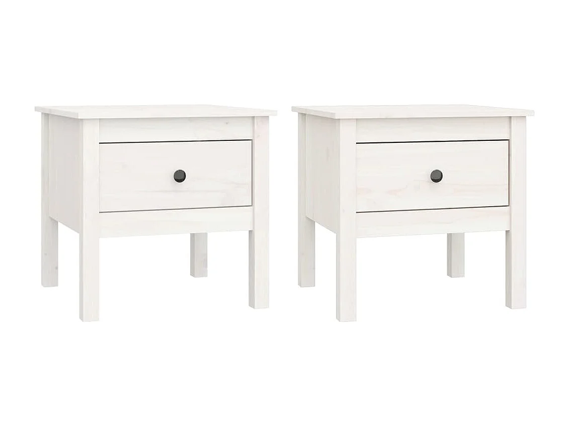 Mesa de centro 2 uds madera maciza de pino blanco 50x50x49 cm ES96296