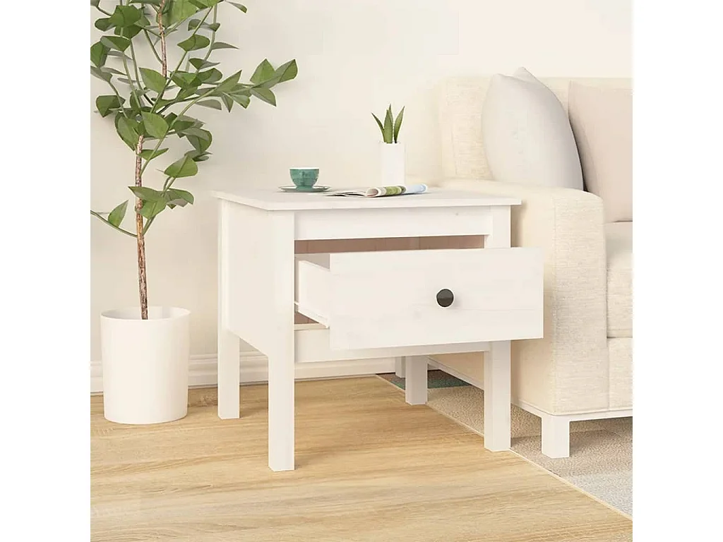 Mesa de centro 2 uds madera maciza de pino blanco 50x50x49 cm ES96296