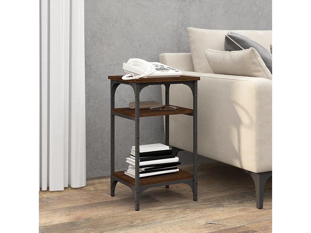 Mesa de centro madera contrachapada roble marrón 35x30x60 cm ES37891