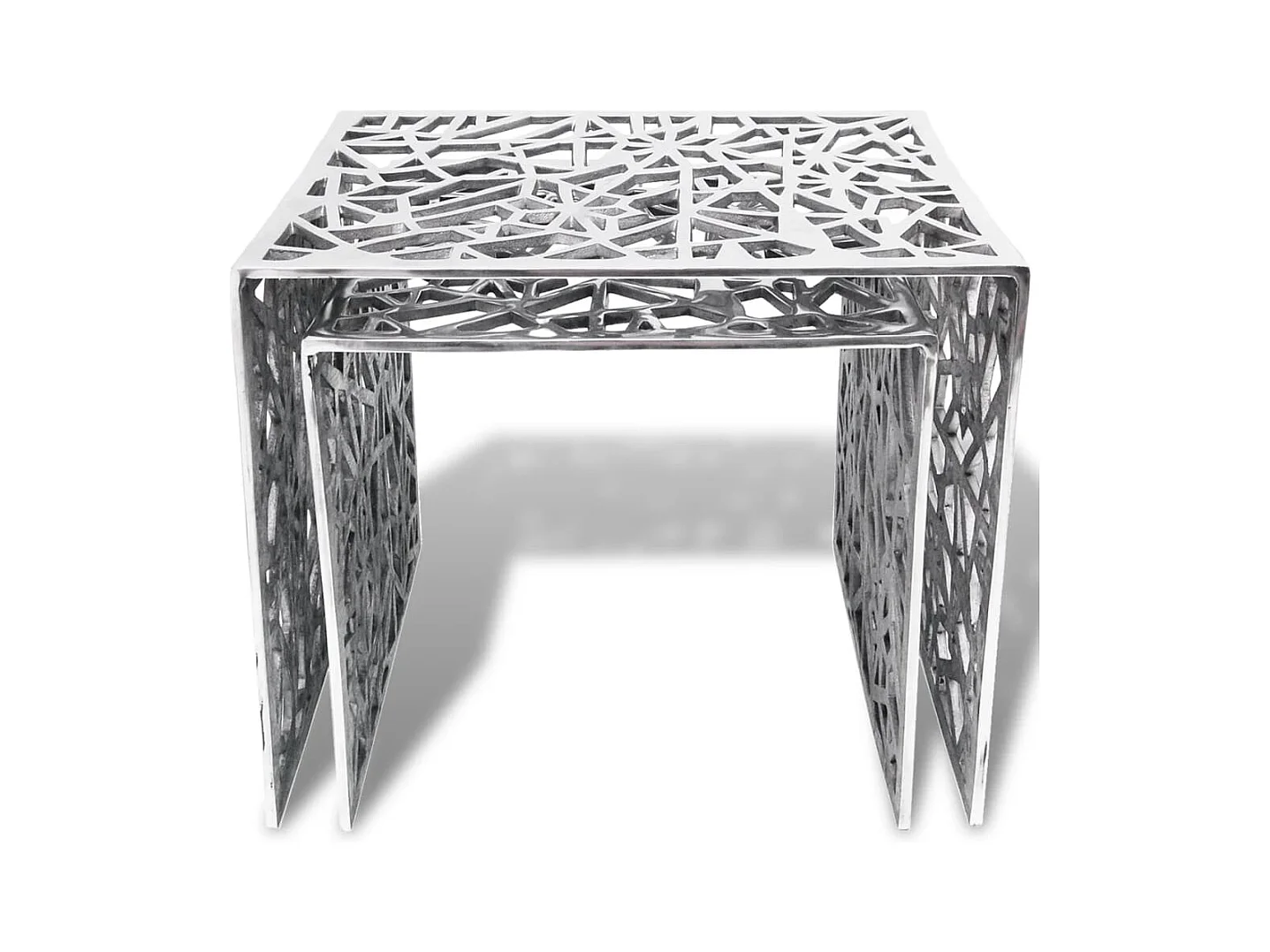 Mesa de centro cuadrada aluminio plateada 2 unidades ES42038