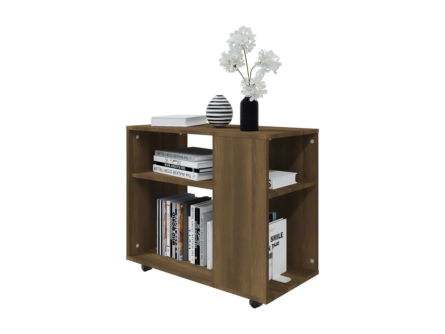 Bijzettafel 70x35x55 cm bewerkt hout bruin eikenkleur NL35620