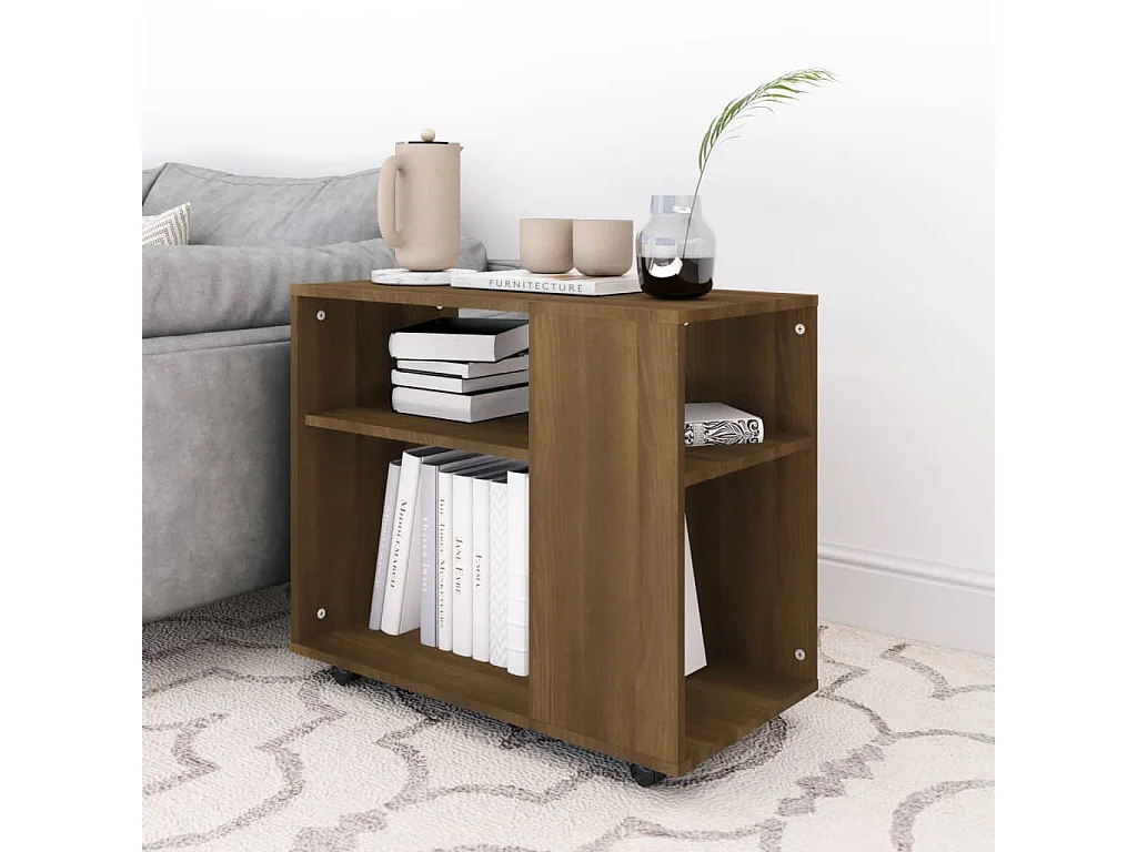 Mesa de centro madera contrachapada roble marrón 70x35x55 cm ES30157