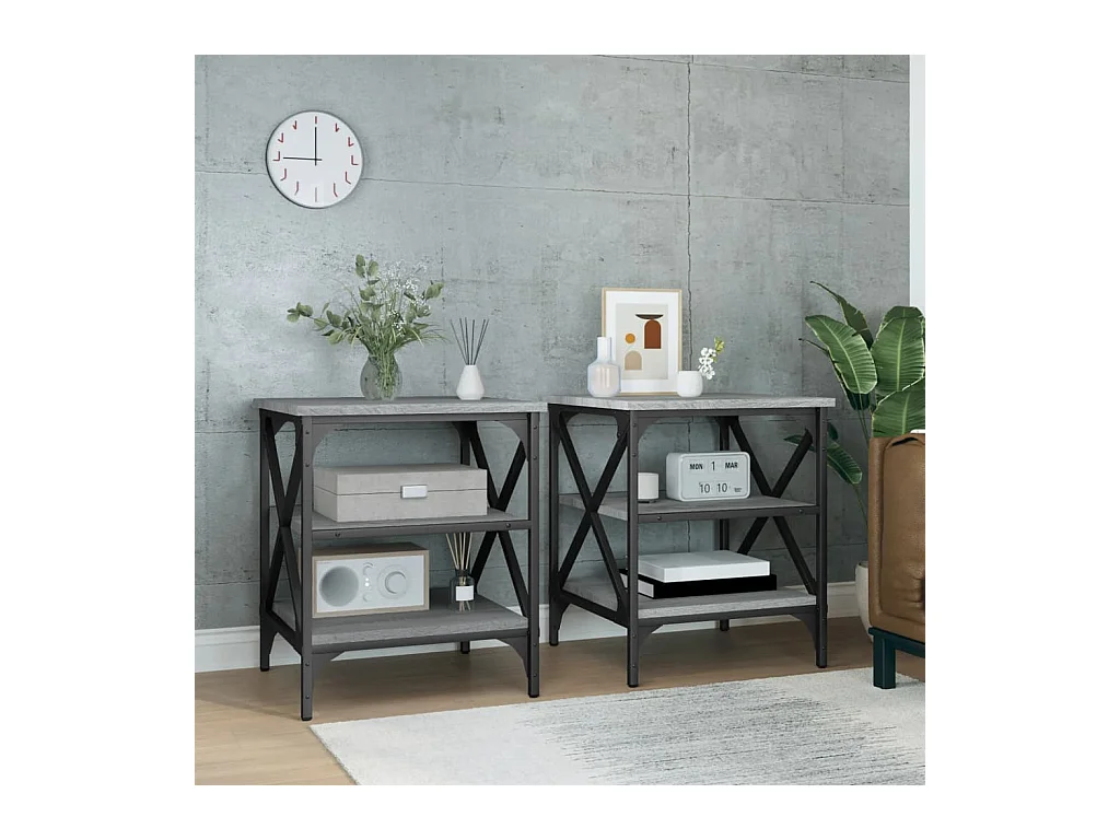 Tables basses 2 pcs Sonoma gris 40x42x50 cm Bois ingénierie GHR83680