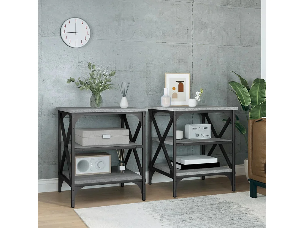 Tables basses 2 pcs Sonoma gris 40x42x50 cm Bois ingénierie GHR83680