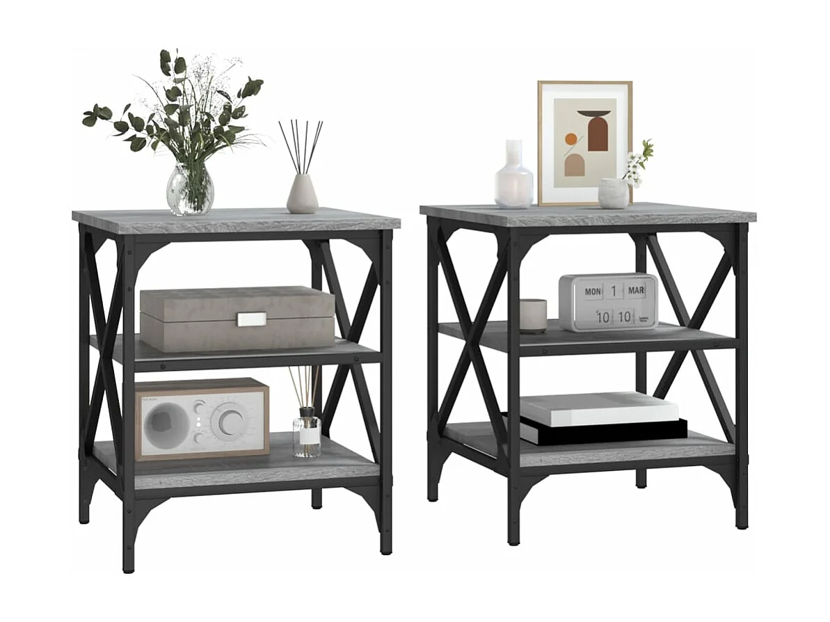 Tables basses 2 pcs Sonoma gris 40x42x50 cm Bois ingénierie GHR83680
