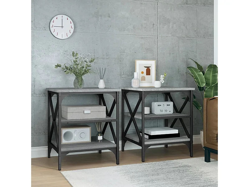 Tables basses 2 pcs Sonoma gris 40x42x50 cm Bois ingénierie GHR83680