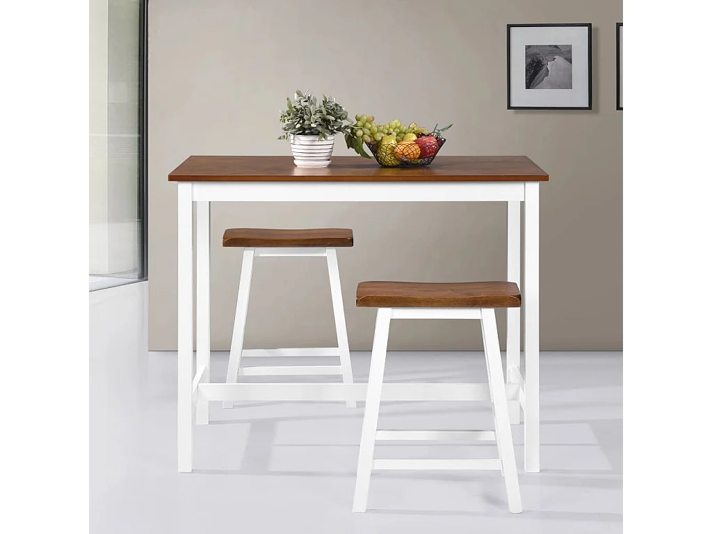 Table de bar et tabouret 3 pcs Bois massif PLQ3328