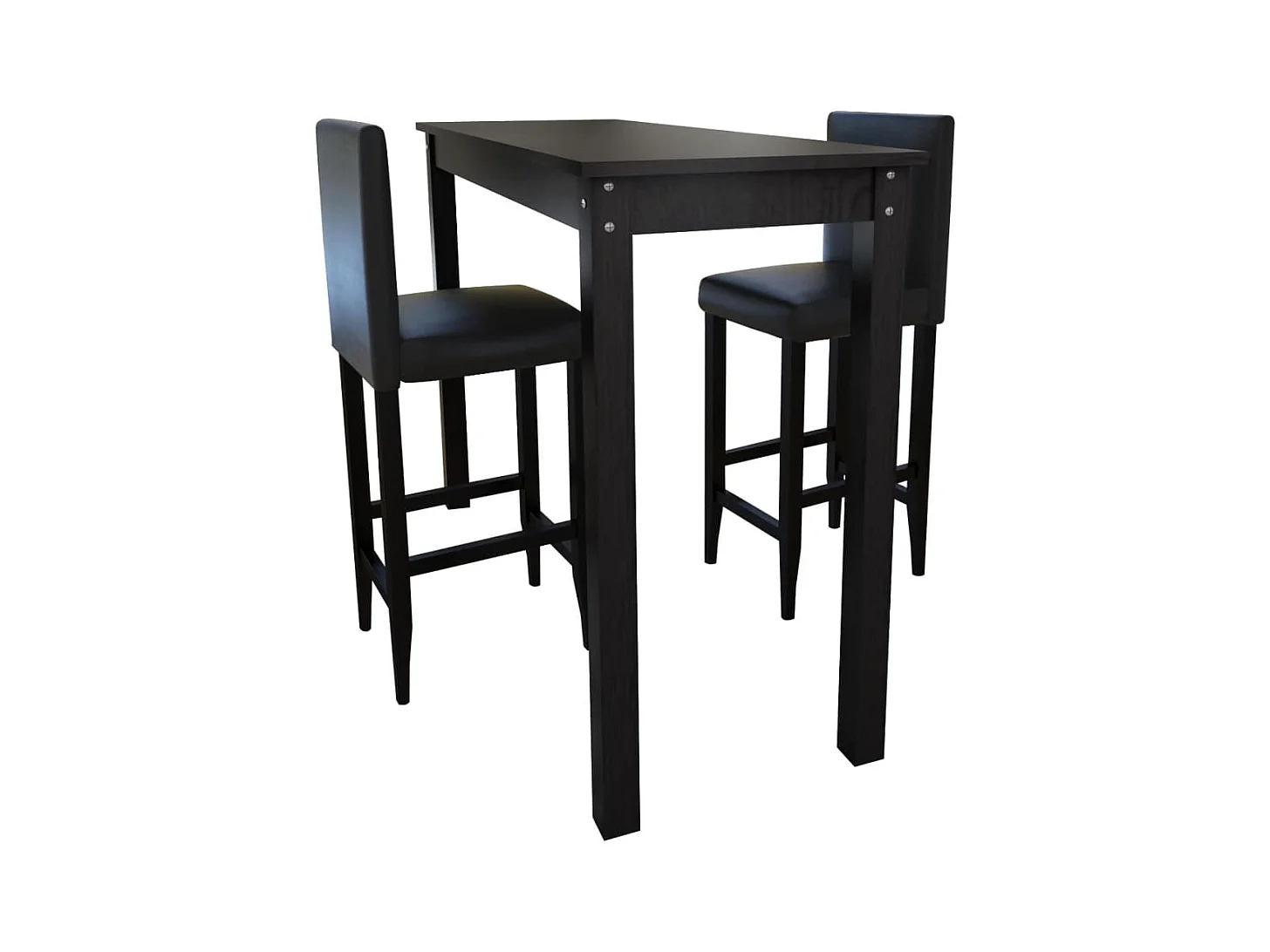 Set de 1 table de bar et 2 tabourets noir PLQ5931
