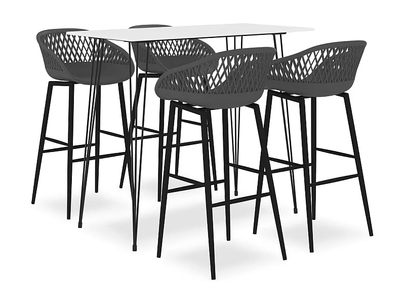 5 pcs conjunto de bar branco e cinzento PT110538