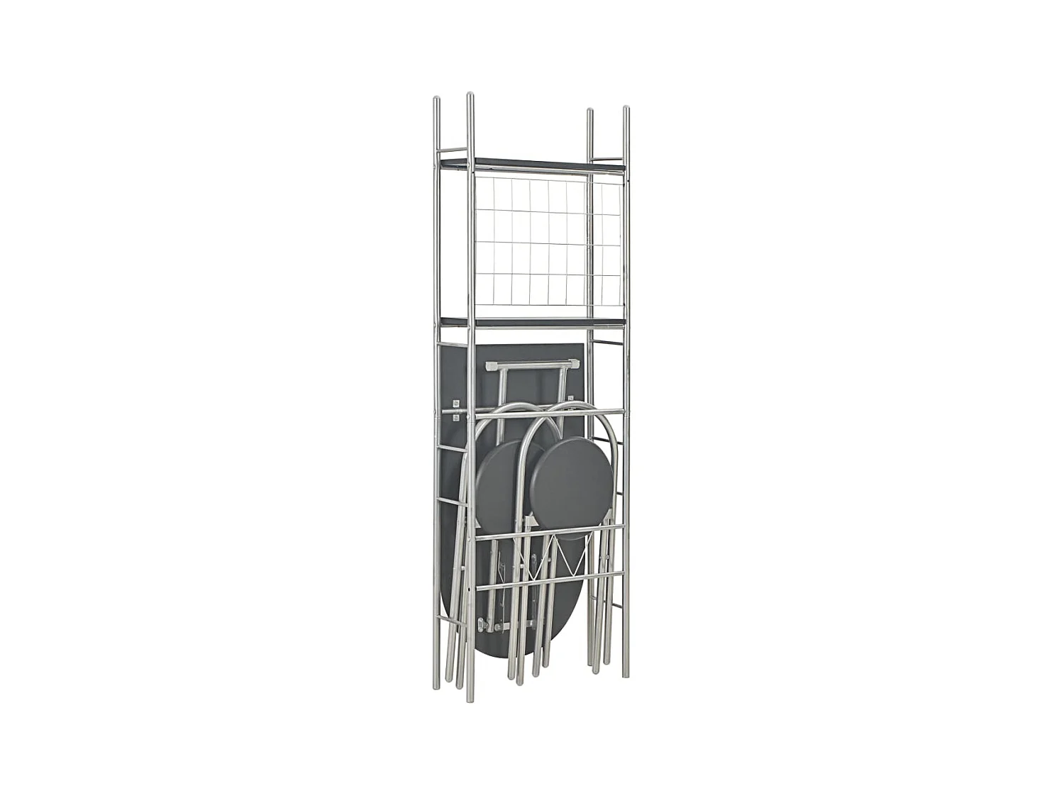 Ensemble à dîner pliant 3 pcs et étagère de rangement MDF acier PLQ9537