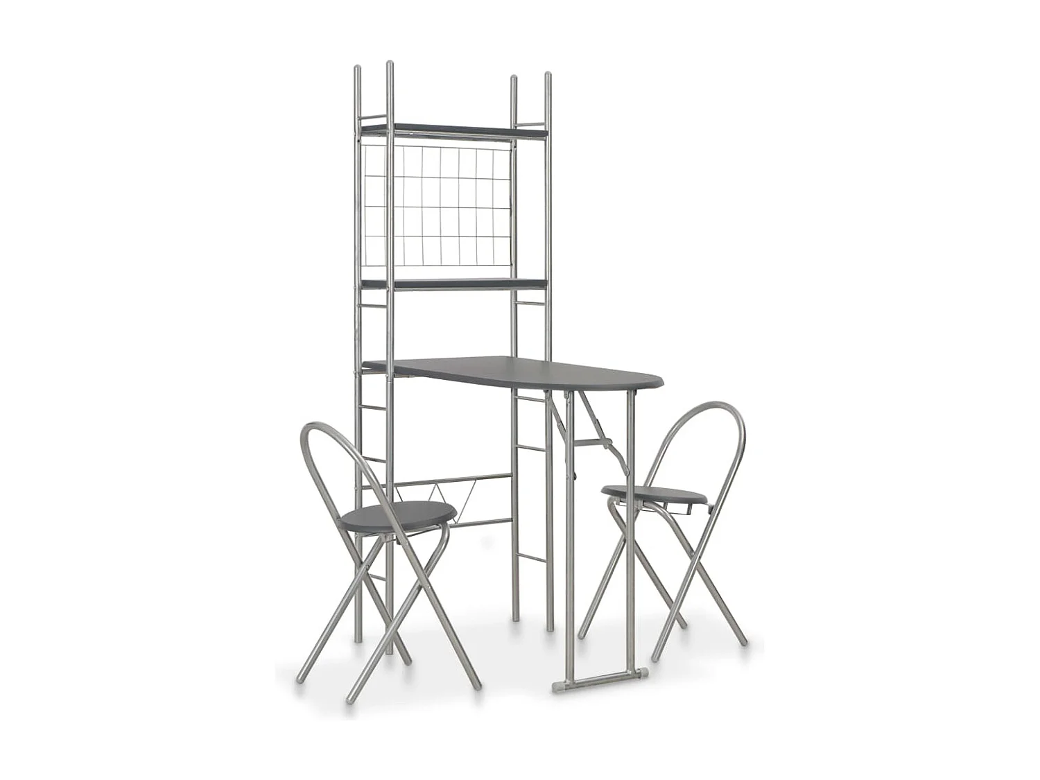 Ensemble à dîner pliant 3 pcs et étagère de rangement MDF acier PLQ9537