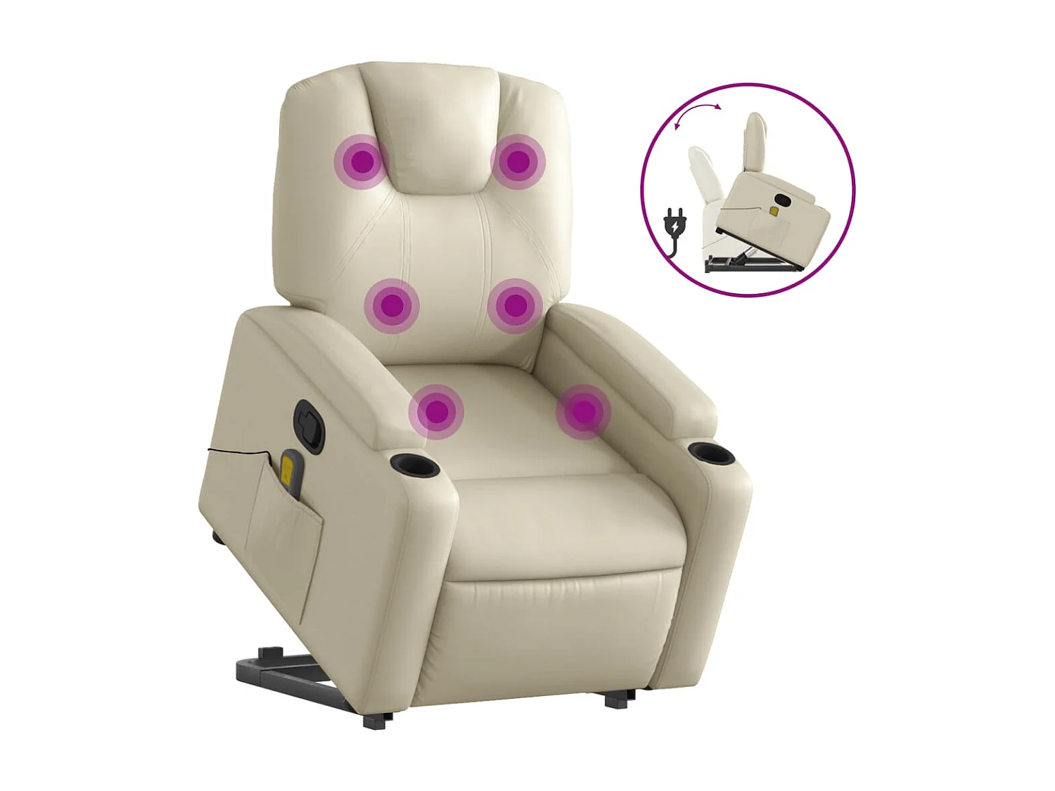 Sillón reclinable de masaje de pie cuero artificial color crema YOE13166