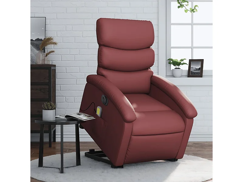 Fauteuil inclinable de massage électrique rouge bordeaux REO69165