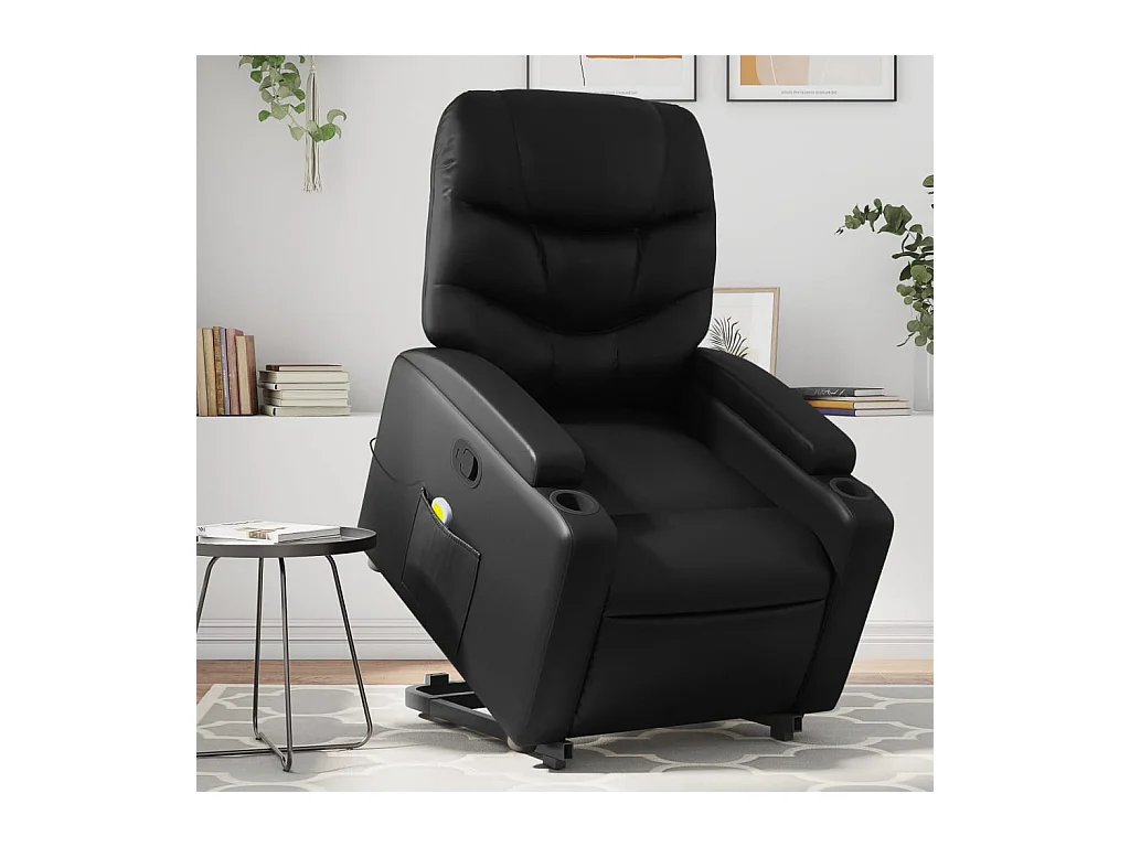 Fauteuil inclinable de massage Noir Similicuir REO82330