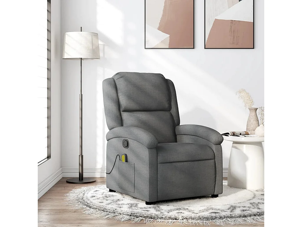 Fauteuil de massage inclinable Gris foncé Tissu REO80625