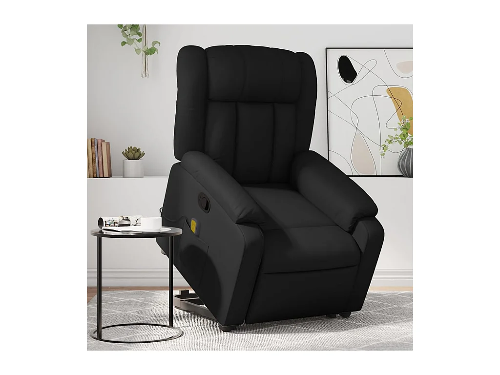 Fauteuil inclinable de massage Noir Similicuir REO45890