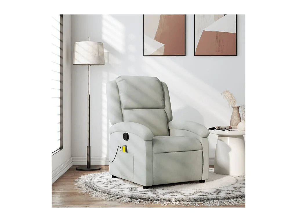 Fauteuil de massage inclinable gris clair velours REO95568
