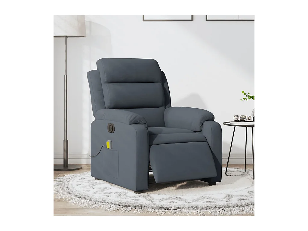 Fauteuil inclinable de massage électrique gris foncé velours REO89464
