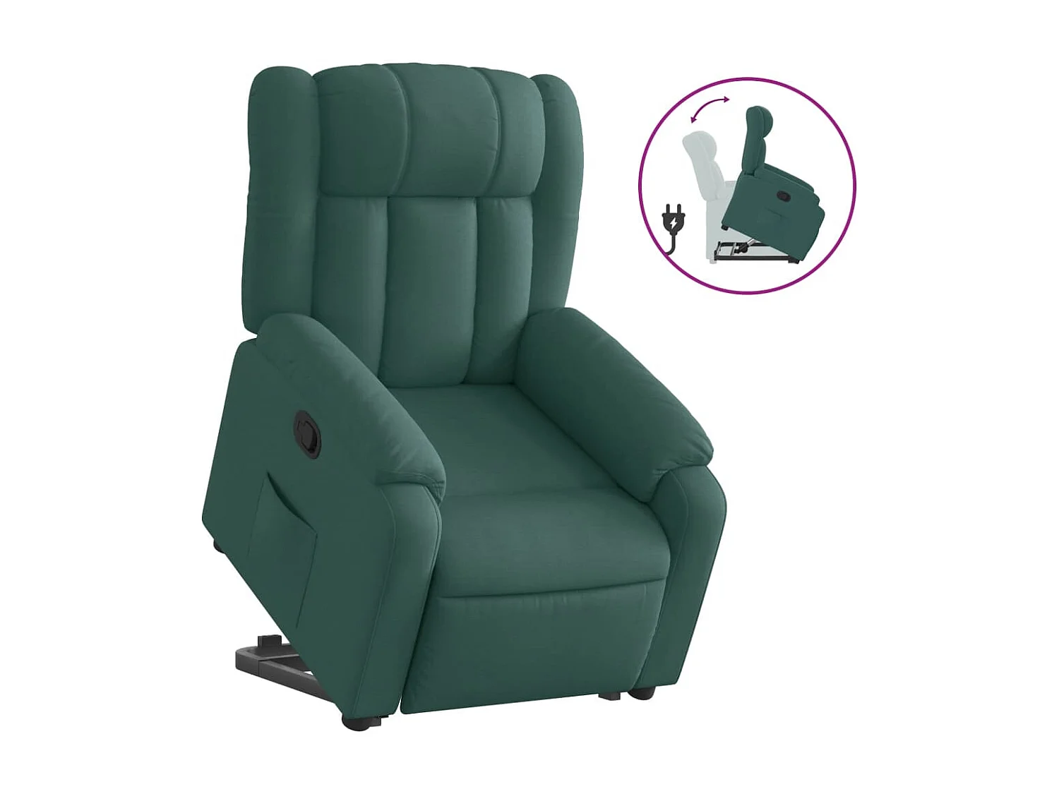 Fauteuil inclinable vert foncé tissu REO45185