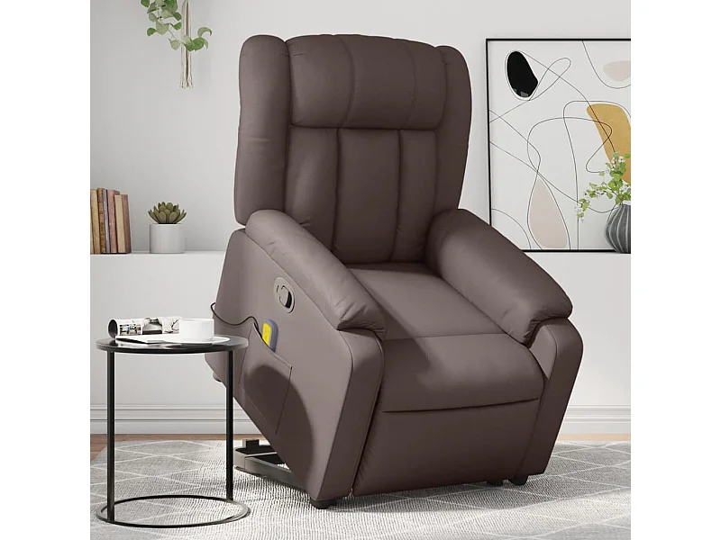 Fauteuil inclinable de massage Marron Similicuir REO56814