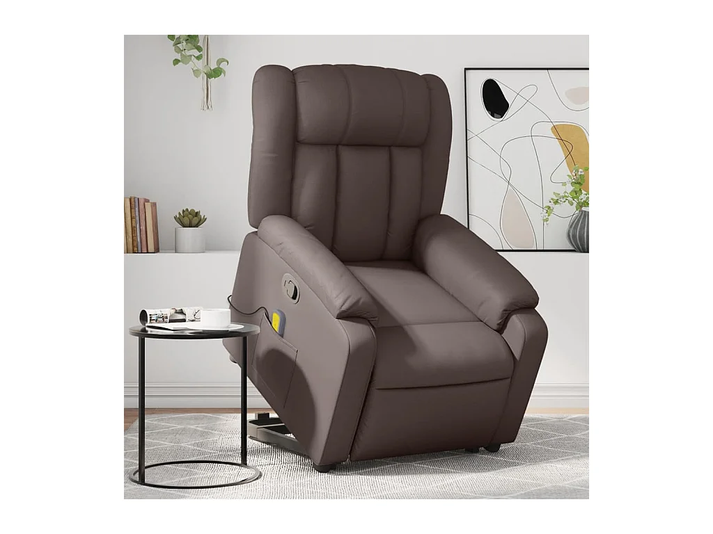 Fauteuil inclinable de massage Marron Similicuir REO56814