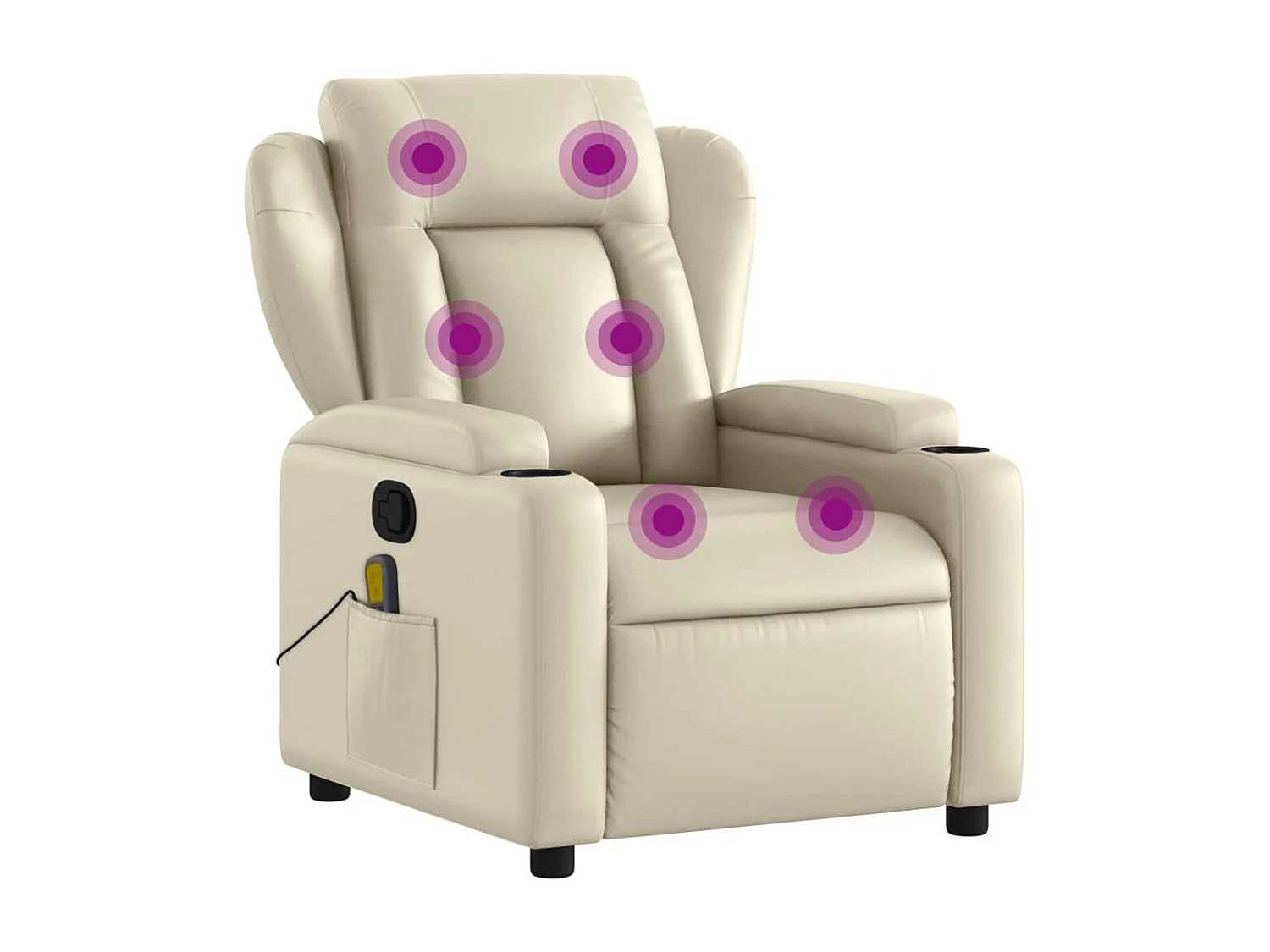 Sillón reclinable de masaje cuero sintético crema YOE90865