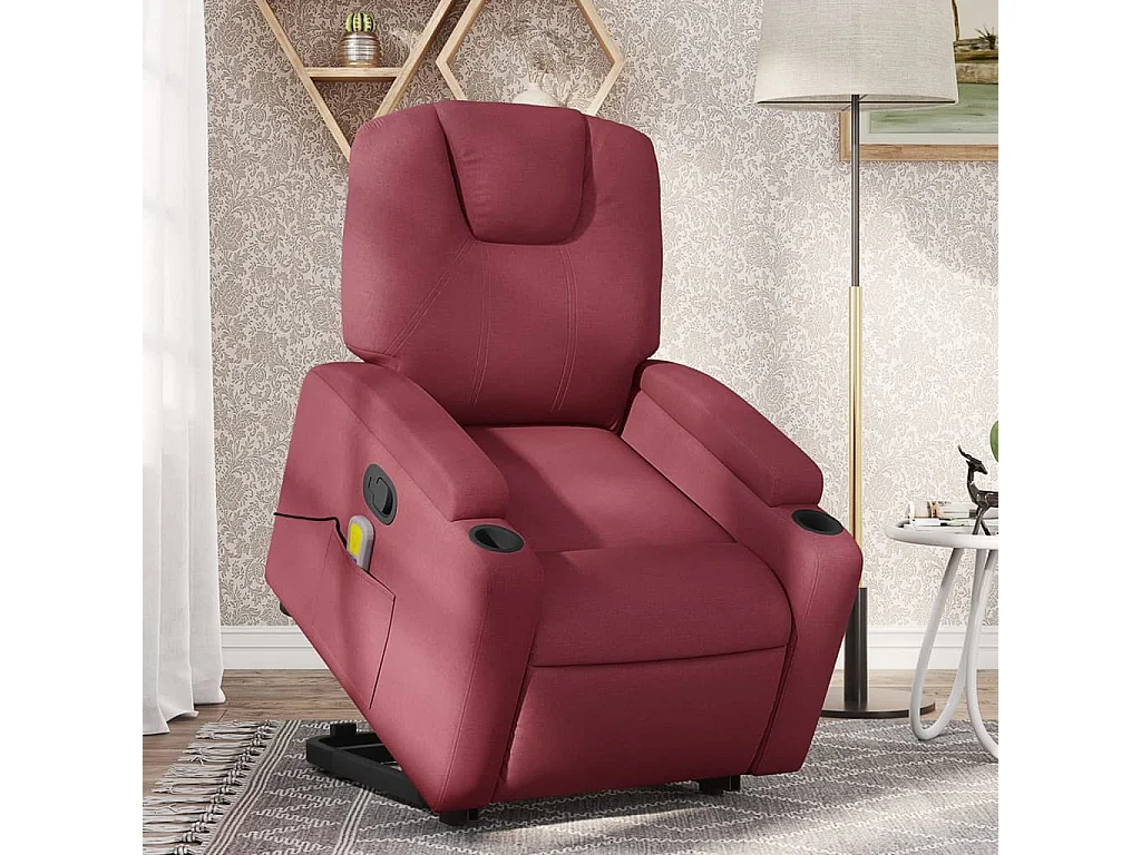 Fauteuil inclinable de massage Rouge bordeaux Tissu REO94963
