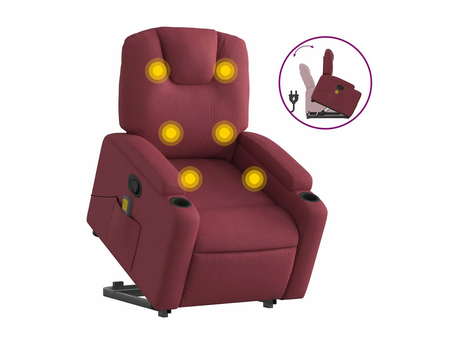 Fauteuil inclinable de massage Rouge bordeaux Tissu REO94963
