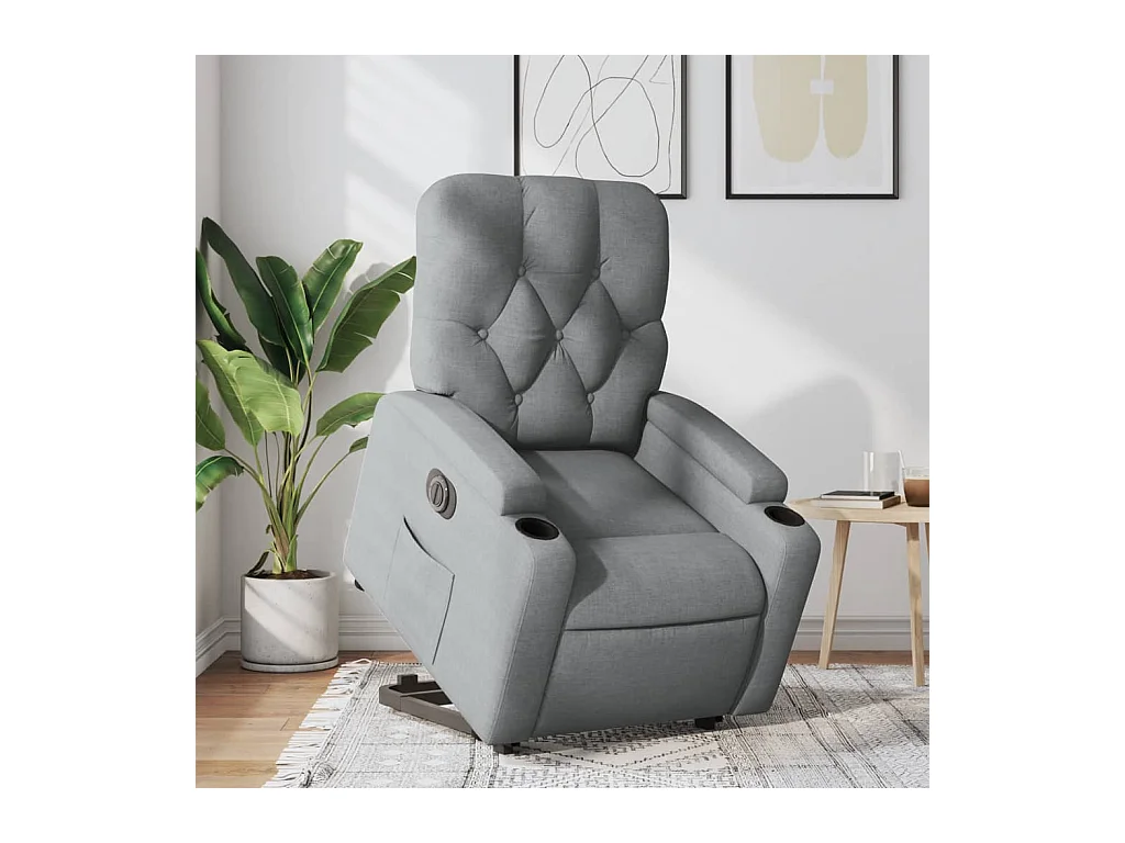 Fauteuil inclinable électrique gris clair tissu REO32113