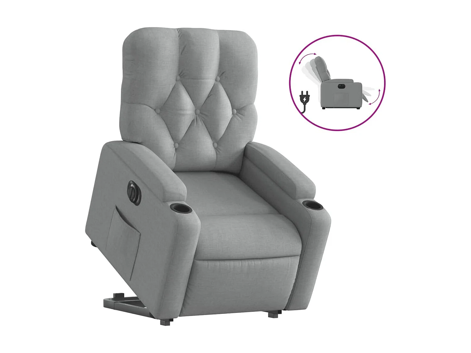 Fauteuil inclinable électrique gris clair tissu REO32113