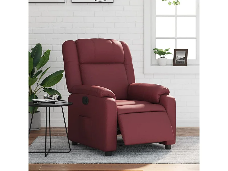 Sillón reclinable eléctrico de cuero sintético rojo tinto YOE66209