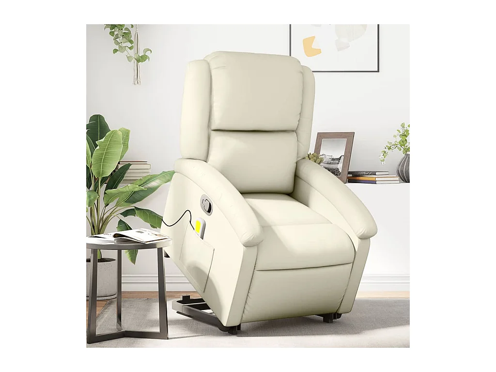 Fauteuil inclinable de massage Crème Similicuir REO72349