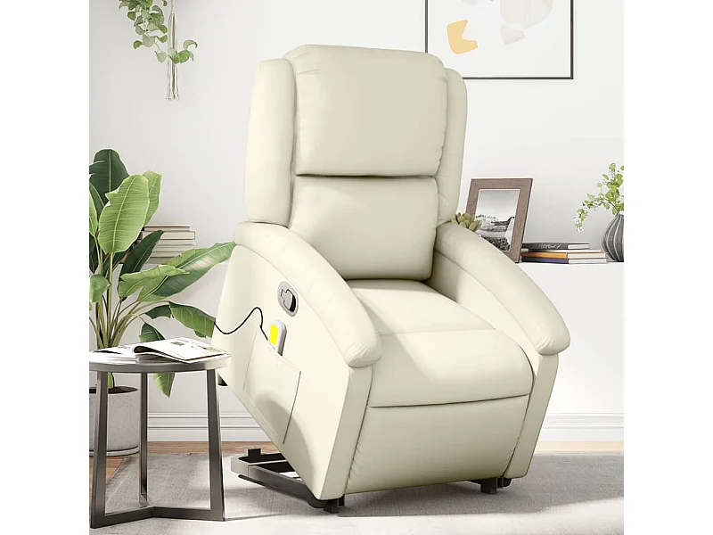 Fauteuil inclinable de massage Crème Similicuir REO72349
