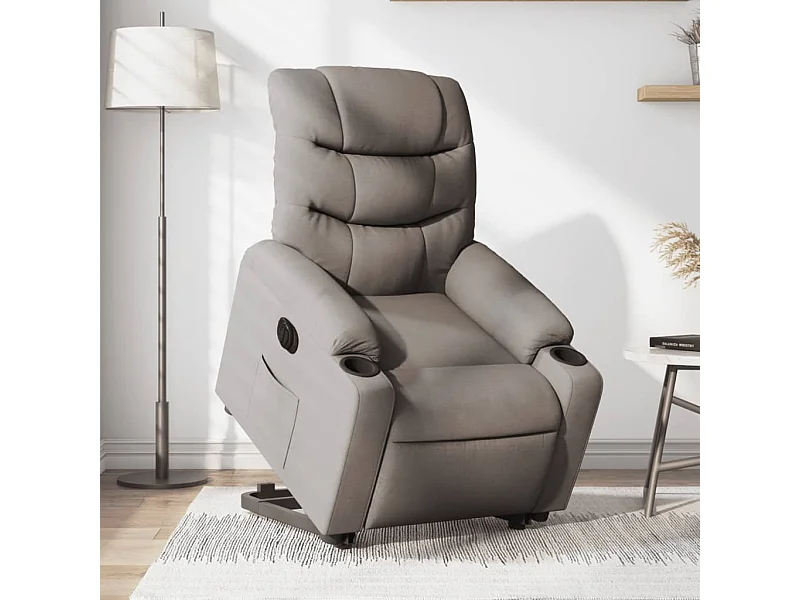 Fauteuil inclinable électrique taupe tissu REO40985