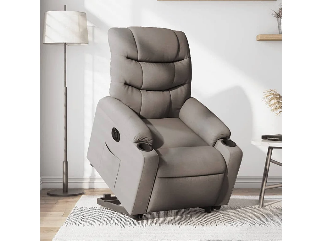 Fauteuil inclinable électrique taupe tissu REO40985