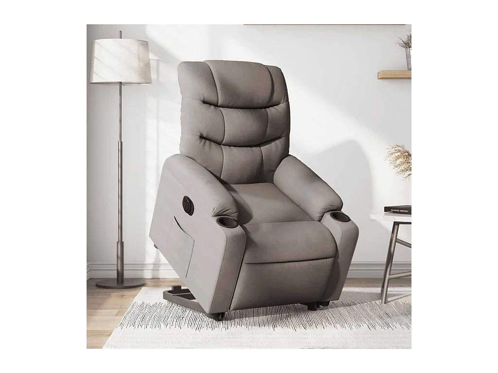 Fauteuil inclinable électrique taupe tissu REO40985