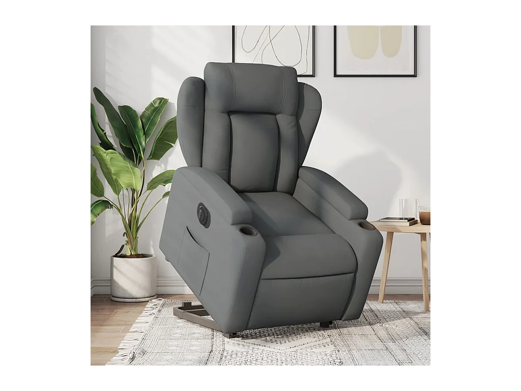Fauteuil inclinable électrique gris foncé tissu REO66246
