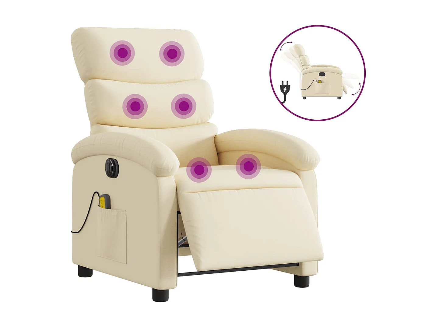 Sillón reclinable de masaje eléctrico tela color crema YOE23250