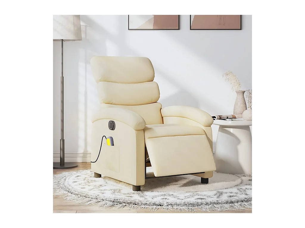 Fauteuil inclinable de massage électrique crème tissu REO34610