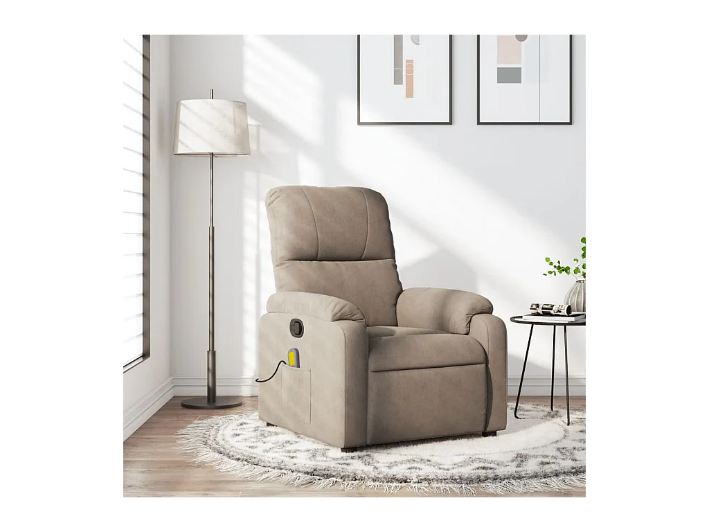 Fauteuil inclinable de massage taupe tissu microfibre REO32746
