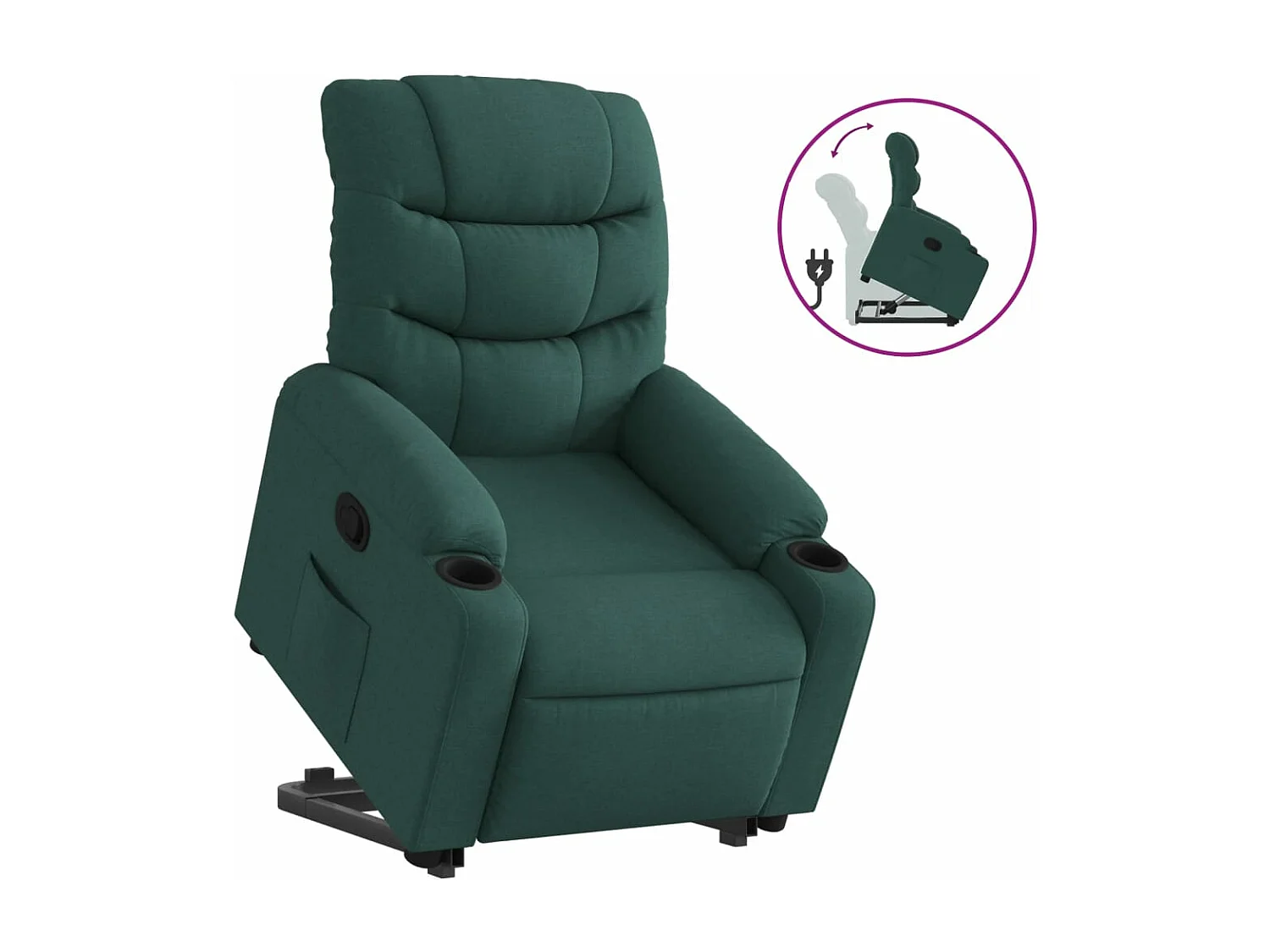 Fauteuil inclinable vert foncé tissu REO52436