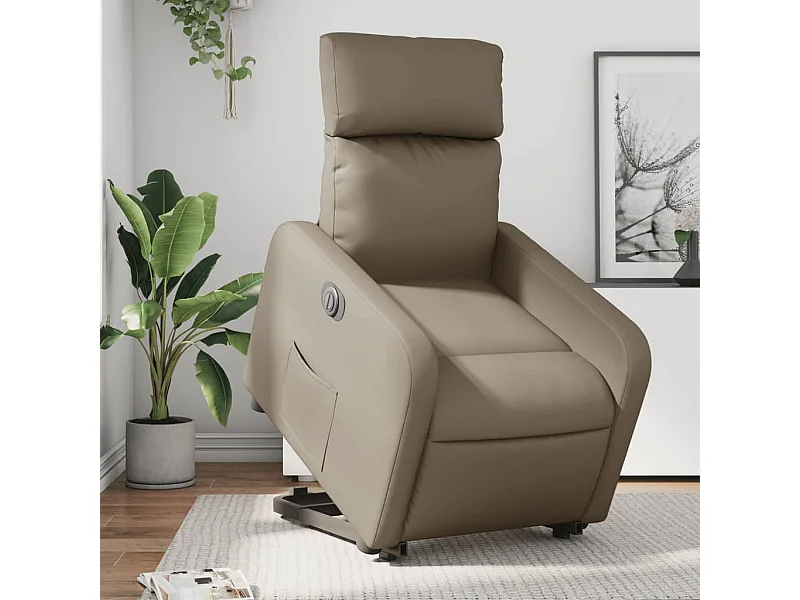Sillón elevable eléctrico cuero artificial capuchino YOE40636