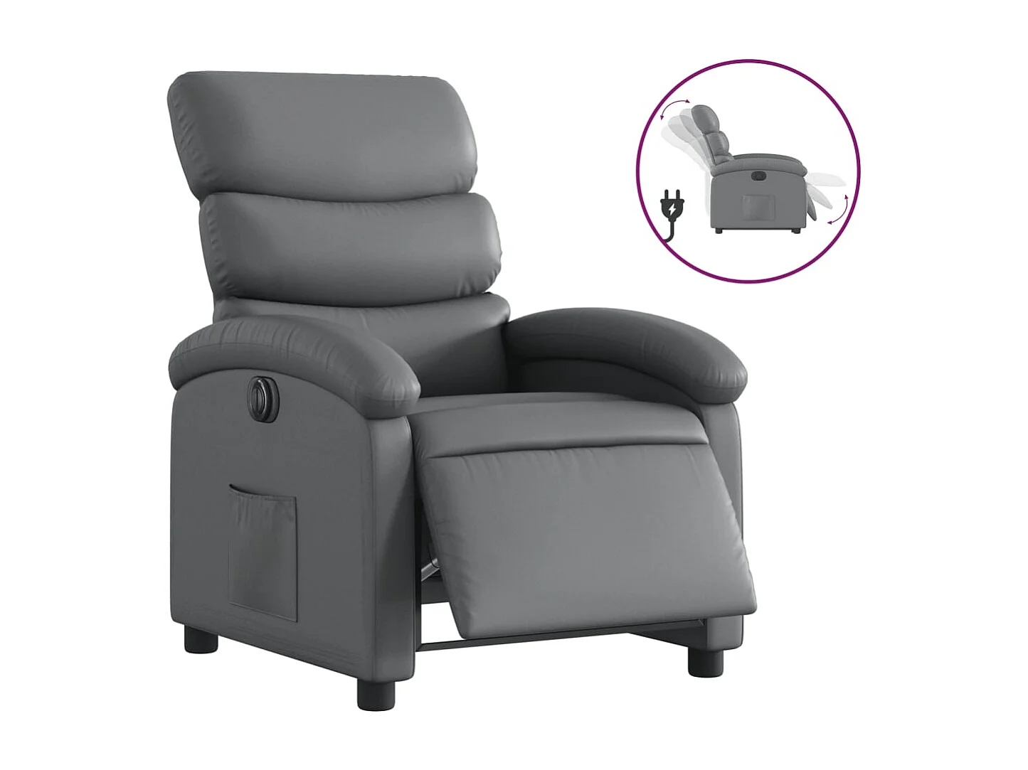 Fauteuil inclinable électrique Gris Similicuir REO84207