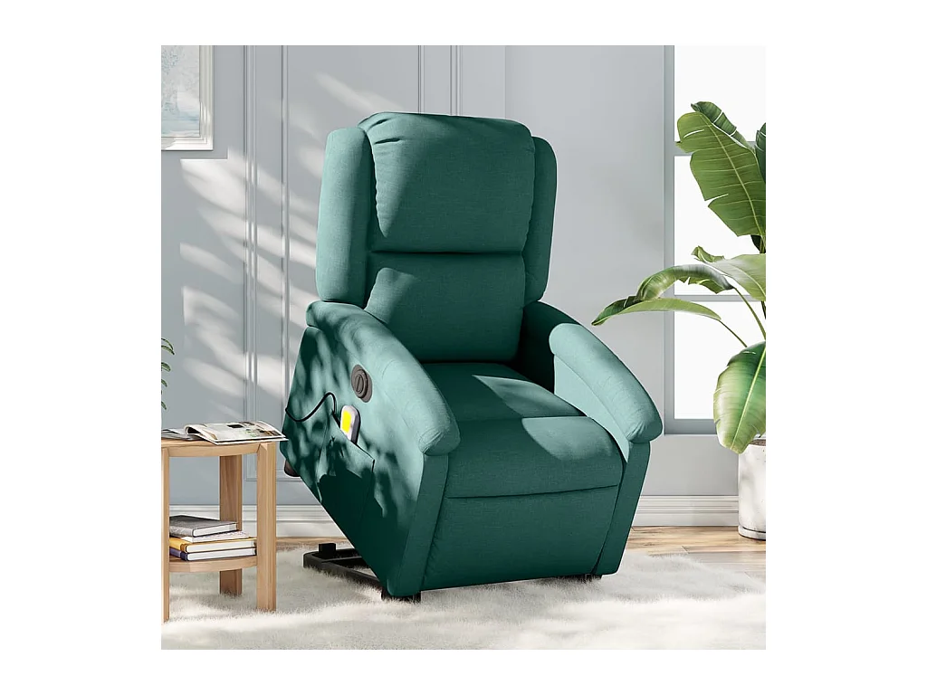 Fauteuil inclinable de massage électrique Vert foncé Tissu REO67728