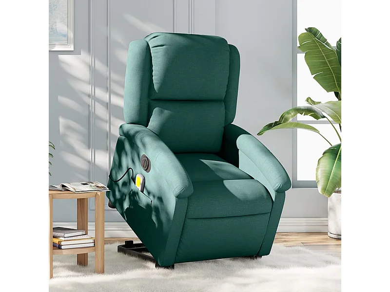Fauteuil inclinable de massage électrique Vert foncé Tissu REO67728