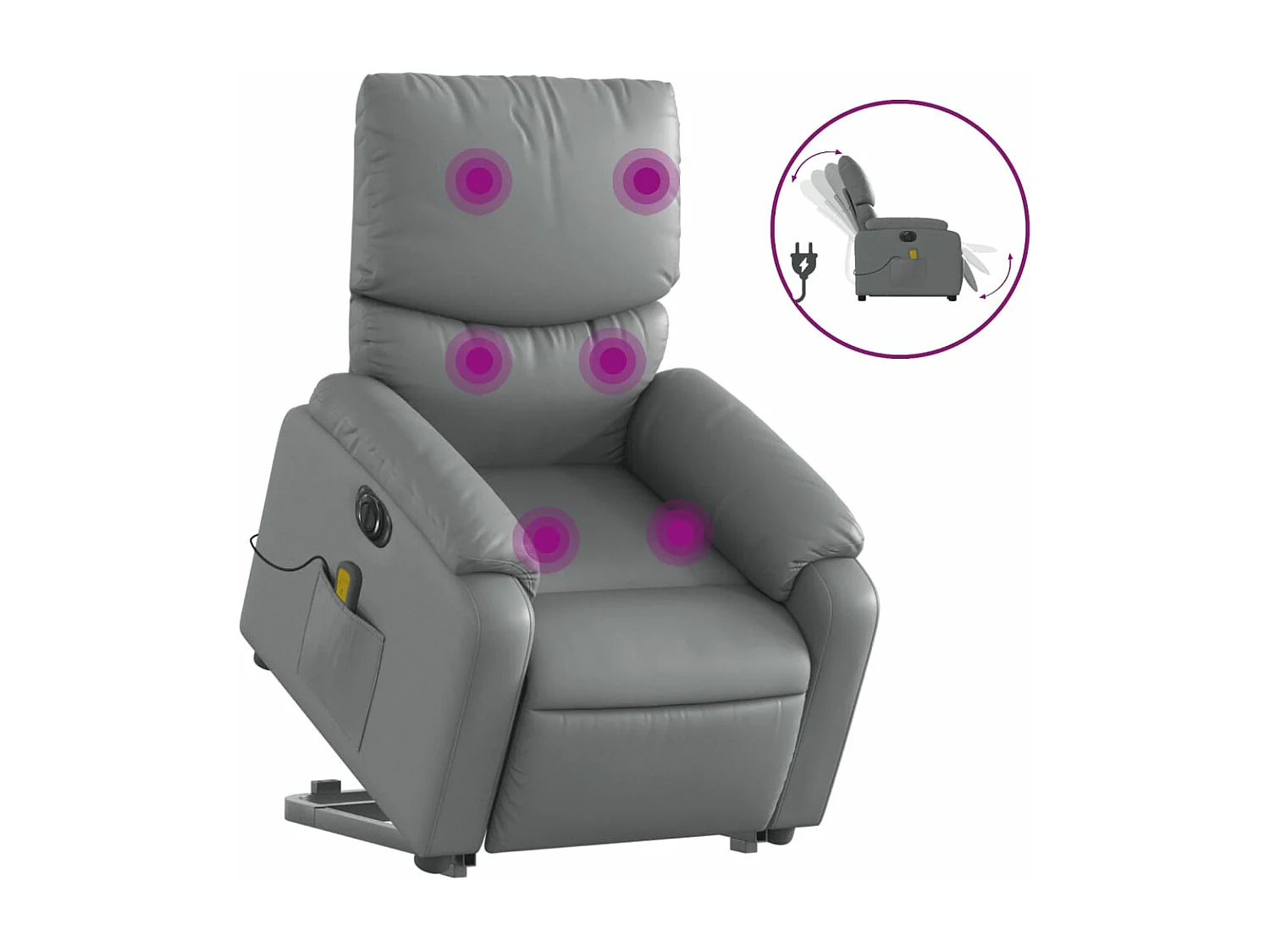 Fauteuil inclinable de massage électrique gris similicuir REO33881