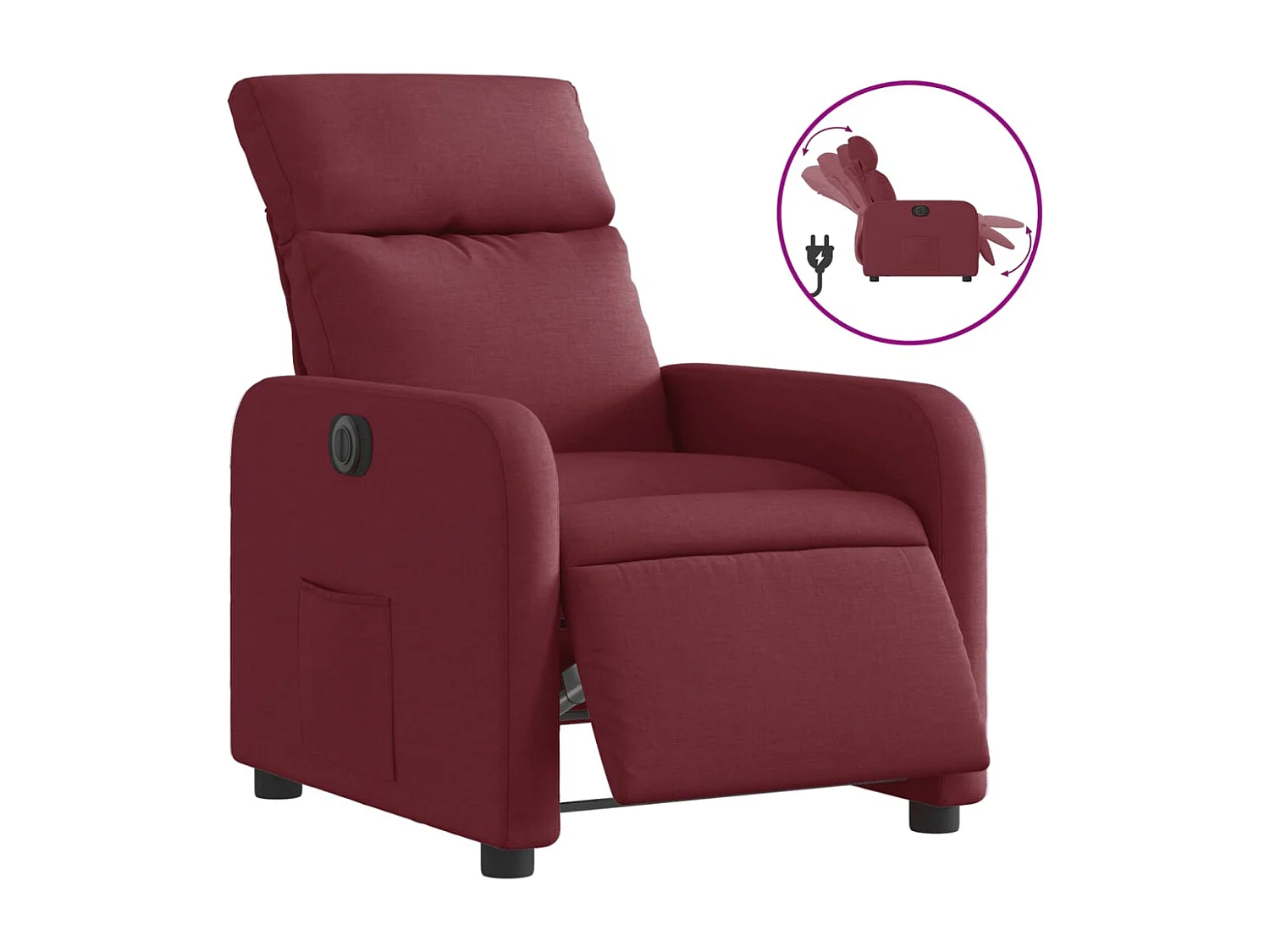 Fauteuil inclinable électrique Rouge bordeaux Tissu REO39535
