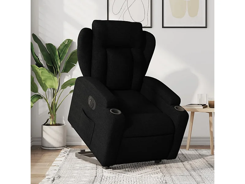 Fauteuil inclinable électrique noir tissu REO44043