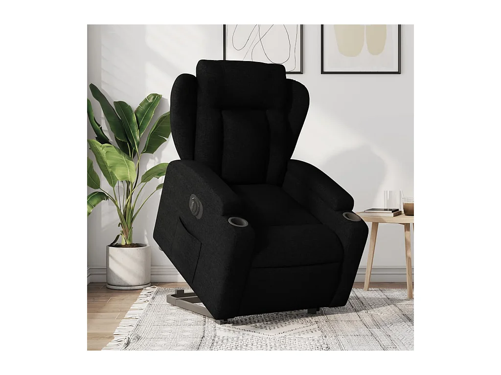 Fauteuil inclinable électrique noir tissu REO44043